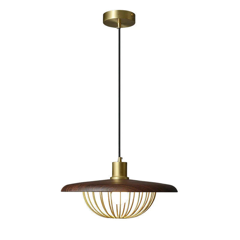 Nordic Hat Chandelier Japanese Shadow Homestay Walnut Round Restaurant Bar Dining Pendant