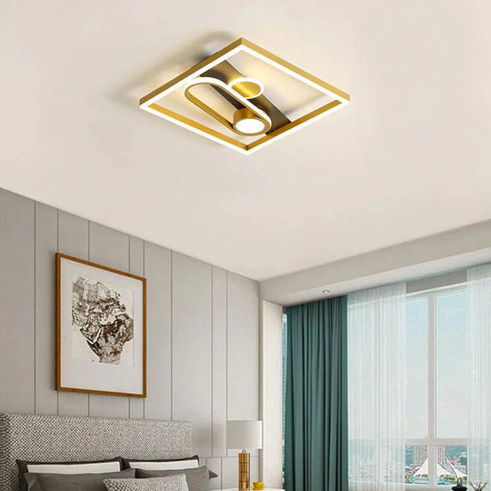 Simple Modern Bedroom Led Ceiling Lamp Light Luxury Wrought Iron Creative Living Room Gold Lamps