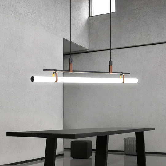 Nordic Simple Restaurant Lamp Living Room Cafe Chandelier Office Desk Bar Acrylic Led Strip Pendant