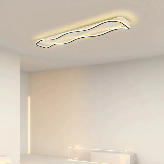 Corridor Lights Long Cloakroom Modern Simple Balcony Entrance Hall Wave Ceiling Black / L 60Cm Warm