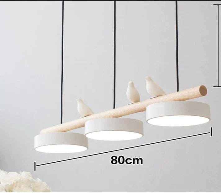 Restaurant Chandelier Three Head Bar Wooden Bird White / Trichromatic Light Pendant