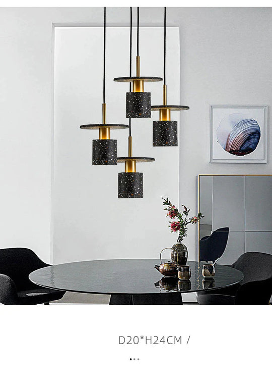 Terrazzo Lamp Indoor Simple Led Chandelier Coffee Shop Spherical Teahouse Office Cement Pendant