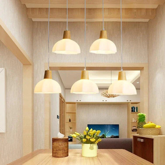 Nordic Restaurant Small Chandelier Solid Wood Creative Personality Single Head Three Bedside Bar