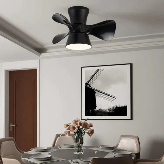 Simple Atmospheric Makaron Led Ceiling Invisible Fan Lamp Black / C Stepless Dimming