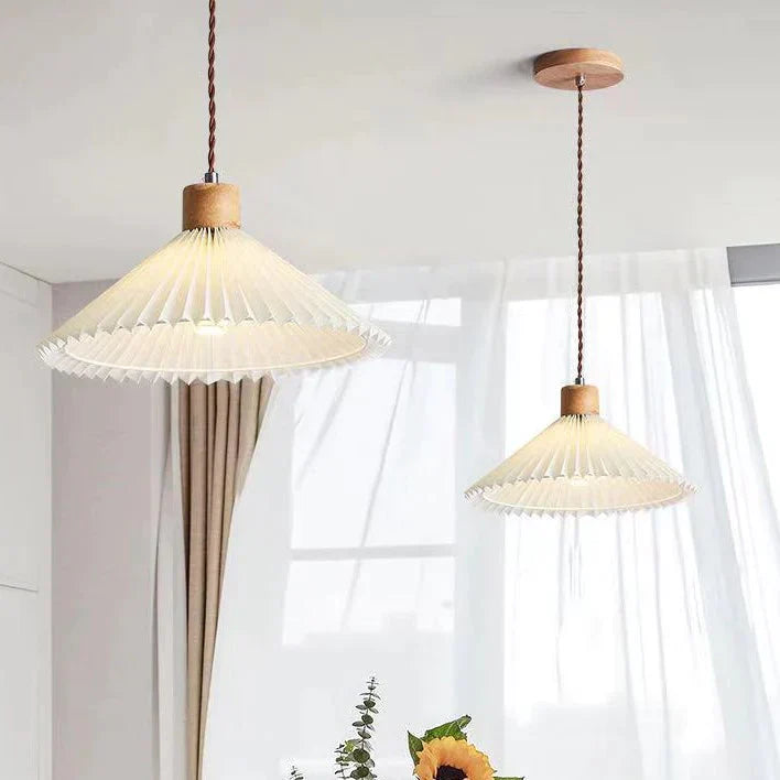 Nordic Pleated Bedside Chandelier Solid Wood Household Bedroom Dining Room B&B Minimalist Creative