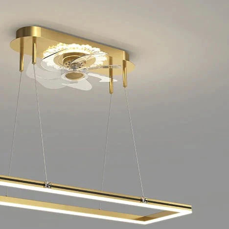 Nordic Luxury Fan Chandelier Living Room Rectangular Simple Dining Bedroom Ceiling Lamps Pendant