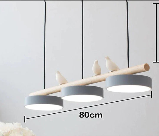 Restaurant Chandelier Three Head Bar Wooden Bird Gray / Trichromatic Light Pendant