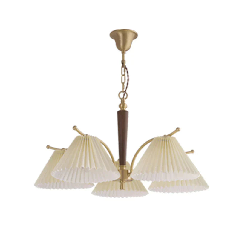 American Simple Copper Pleated Chandelier Pendant
