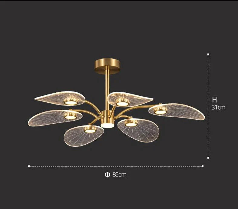 Light Luxury Living Room All Copper Chandelier Post - Modern Creative Study Lamp 7 Heads / Tri -