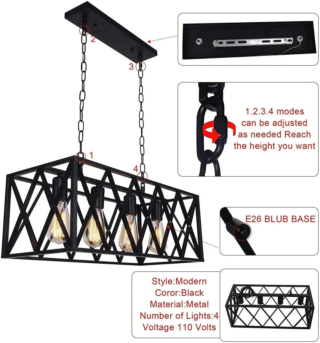 American Retro Iron Chandelier Pendant