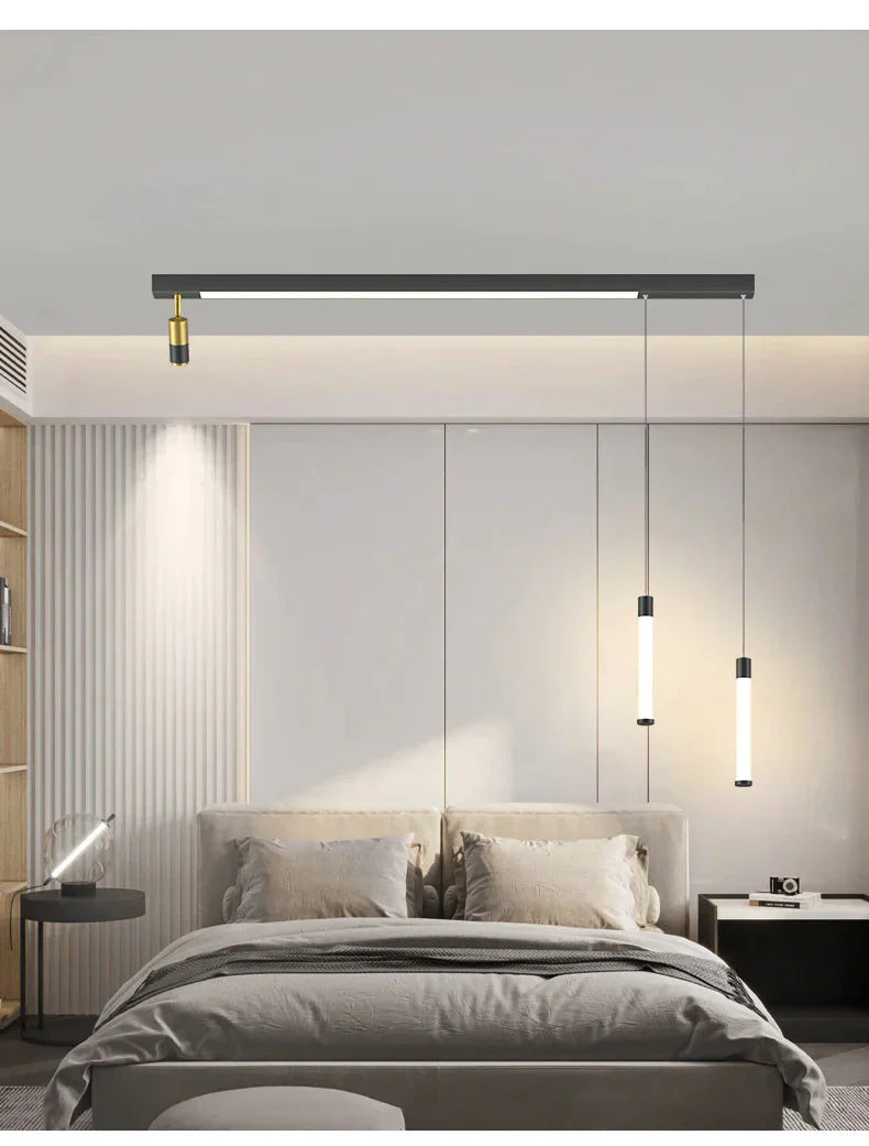 Restaurant Chandelier Modern Minimalist Nordic Table Bar Office Led Long Lamp Lamps Pendant