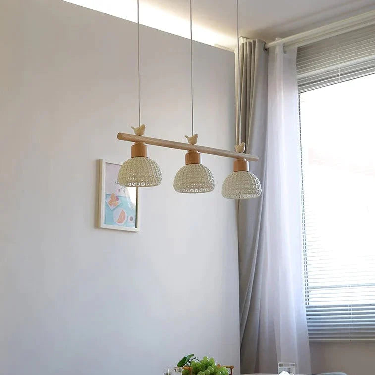 Dining Room Chandelier Three Solid Wood Table Bar Hanging Lamp Bedside Pendant