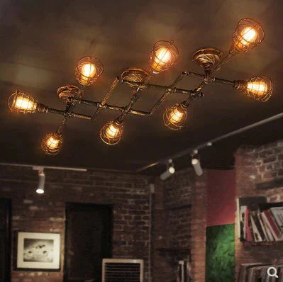 Retro Industrial Style Creative Restaurant Bar Iron Corridor Stair Lamp Water Pipe Ceiling