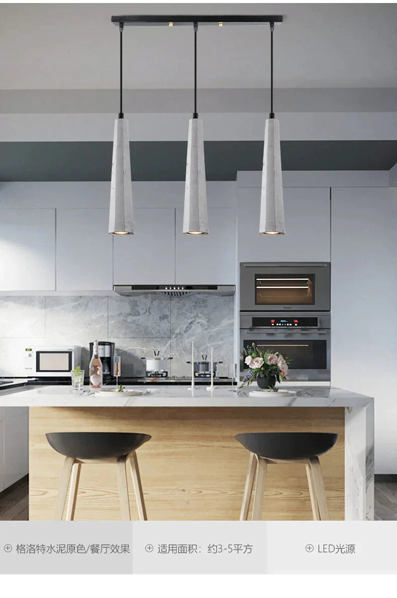 Simple Modern Creative Personality Bar Dining Room Bedside Single Three Cement Chandelier Pendant