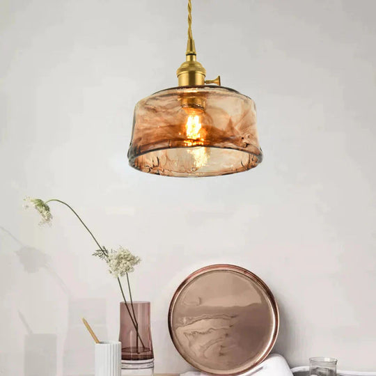 Vintage Brass Chandelier Glass Lamp Art Creative Personality Pendant