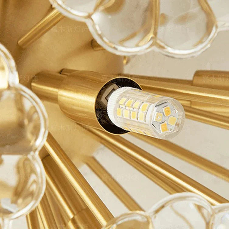 All - Copper Crystal Ceiling Lamp Light Luxury Bedroom Porch Balcony Corridor Creative Petal