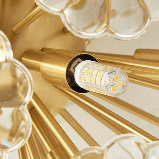 All - Copper Crystal Ceiling Lamp Light Luxury Bedroom Porch Balcony Corridor Creative Petal