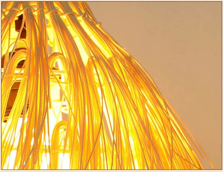 Creative Service Handmade Rattan Lamp Hot Pot Restaurant Bamboo Chandelier Pendant