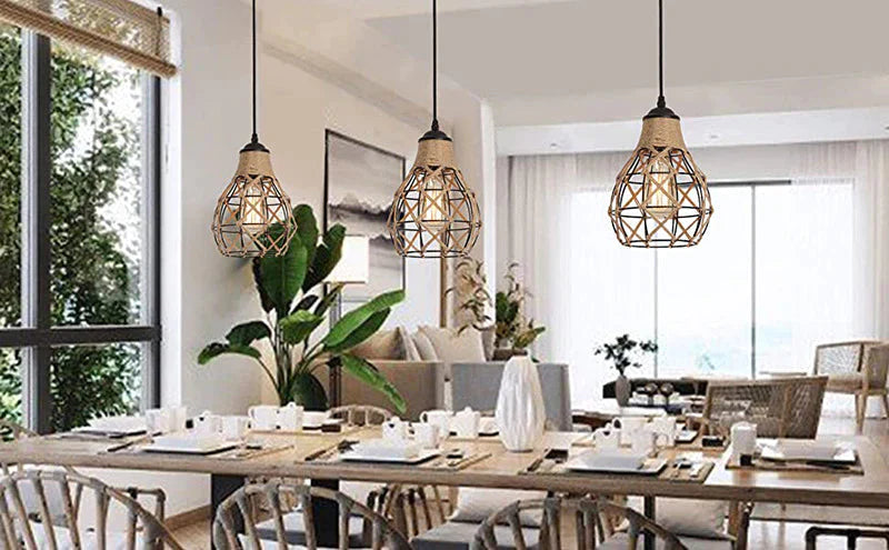 Vintage Hemp Rope Woven Chandelier Pendant