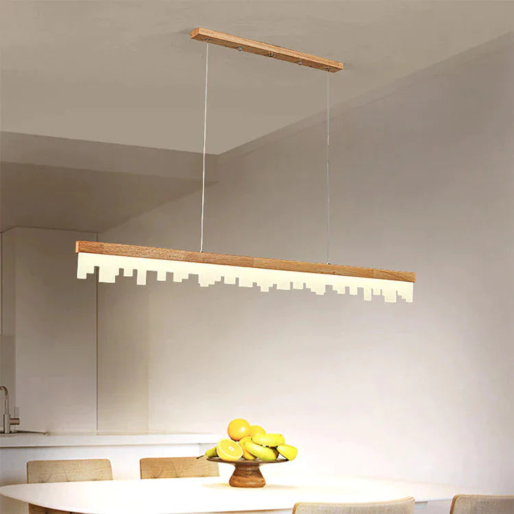 Restaurant Chandelier Led Strip Lamp Solid Wood Log Modern Minimalist Bar Pendant