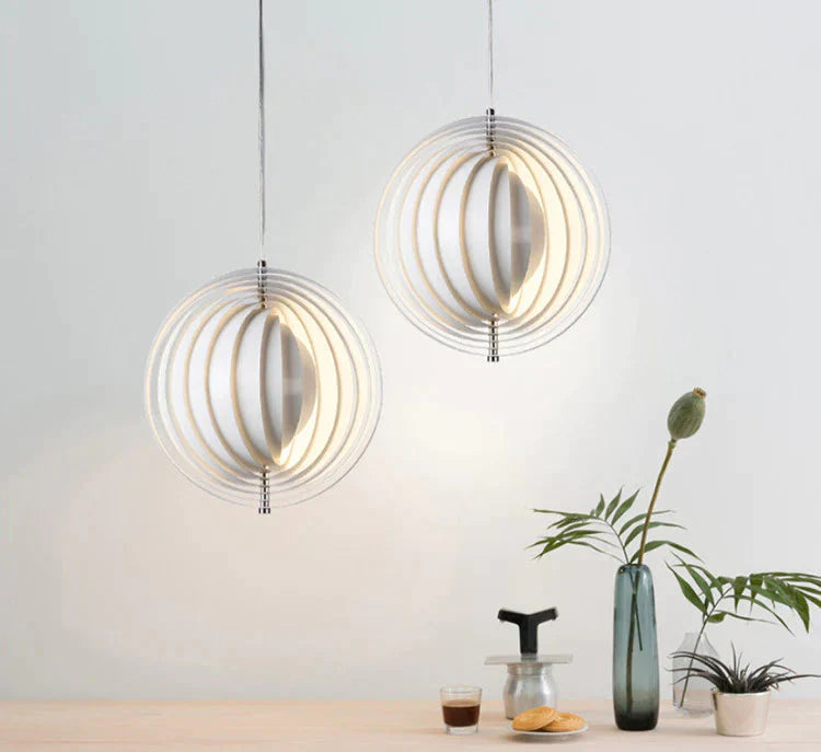 Rotary Moon Chandelier Living Room Bedroom Dining Lamps Wrought Iron Pendant