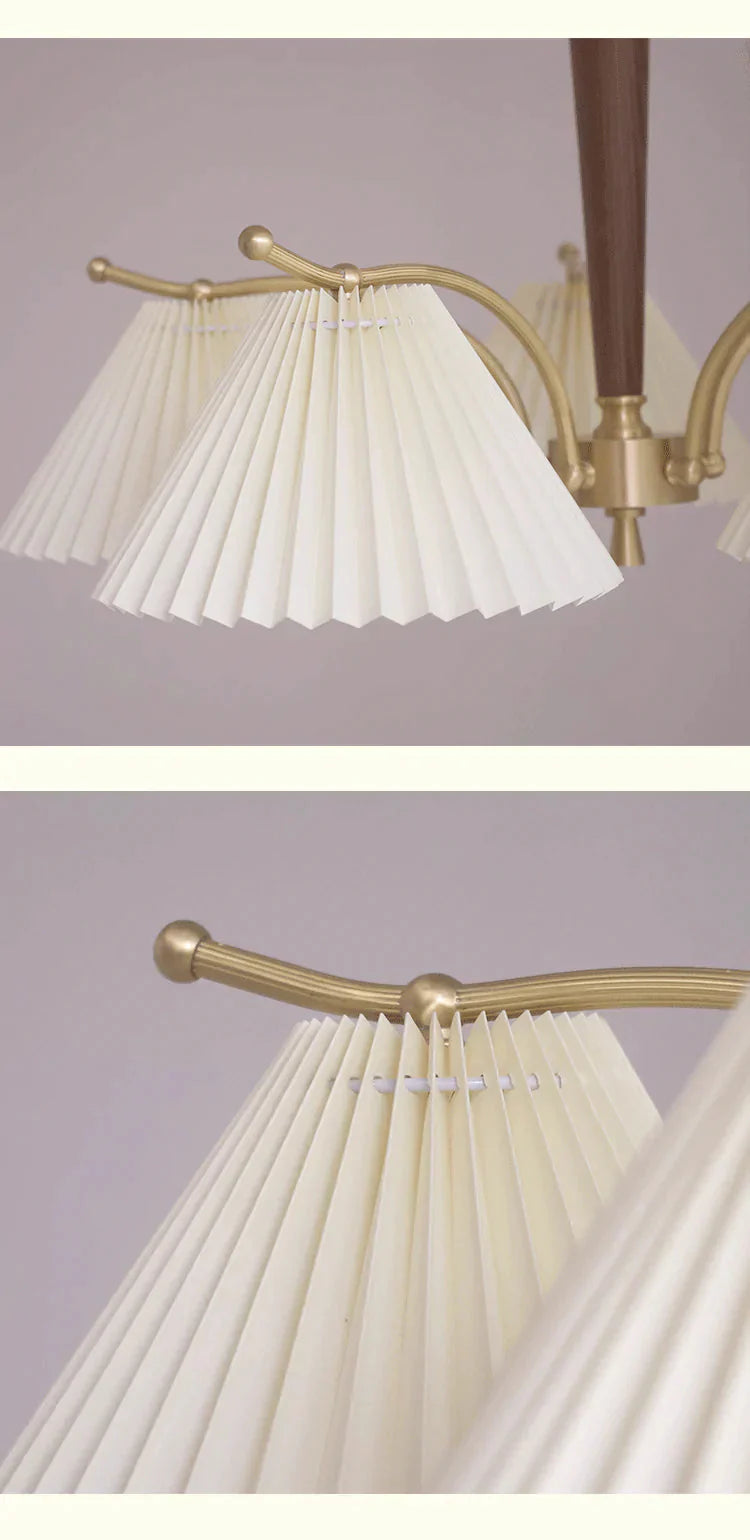 American Simple Copper Pleated Chandelier Pendant
