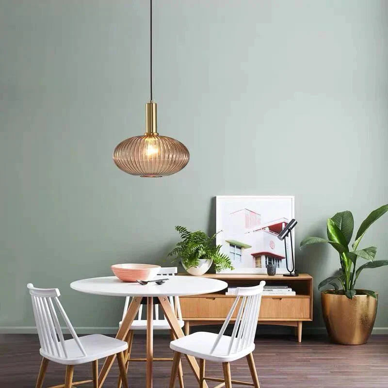 Nordic Creative Bar Restaurant Chandelier Simple Striped Lantern Single Online Celebrity Glass