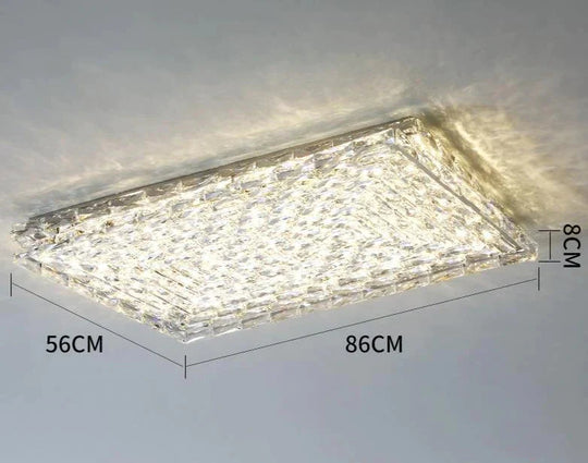 Simple Living Room Ceiling Lamp Led Crystal Tri - Color Light / 86*56Cm Long