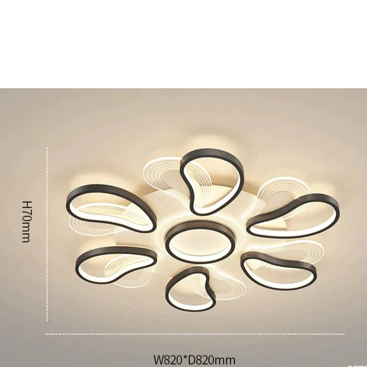Acrylic Living Room Ceiling Lamp Led Petal Shaped Bedroom Modern Simple Household Restaurant Black