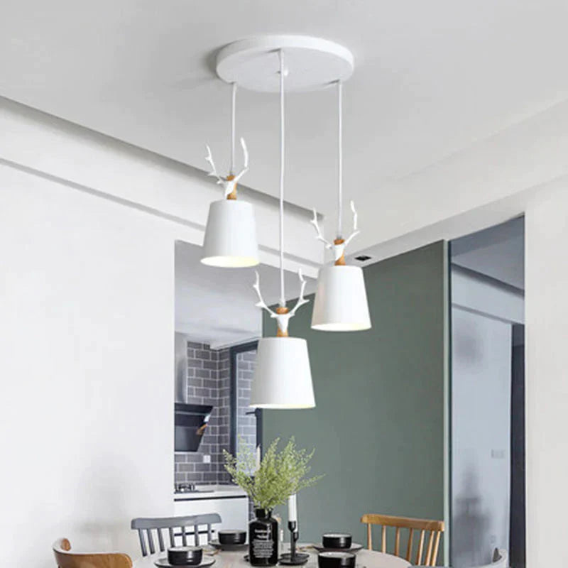 Nordic Dining Room Lamp Chandelier Three Simple Modern Color Lamps Log Study Master Bedroom