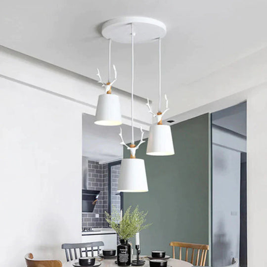 Nordic Dining Room Lamp Chandelier Three Simple Modern Color Lamps Log Study Master Bedroom