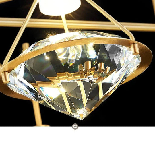 All Copper Light Luxury Restaurant Chandelier Modern Simple Atmospheric Crystal Lamp Pendant