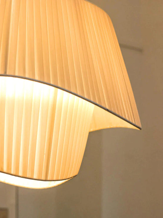 Chandelier Real Silk Satin Milky White Streamline Simple Bedroom Lamp Living Room Main Pendant