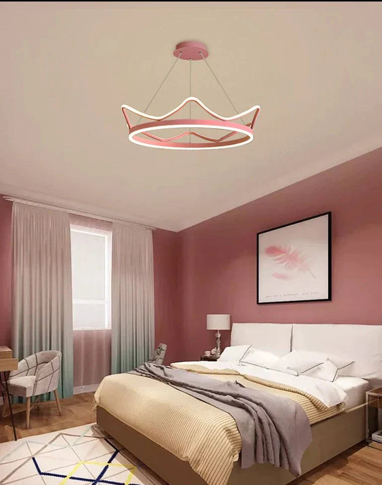 The Living Room Is Simple With Modern Crown Led Chandeliers Pendant