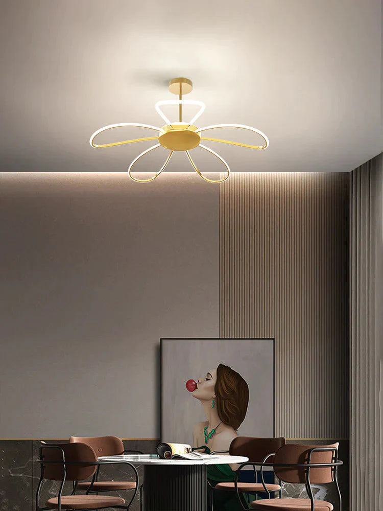 Petal Shaped Chandelier Simple Suction And Hanging Dual - Purpose New Led Bedroom Lamp Pendant
