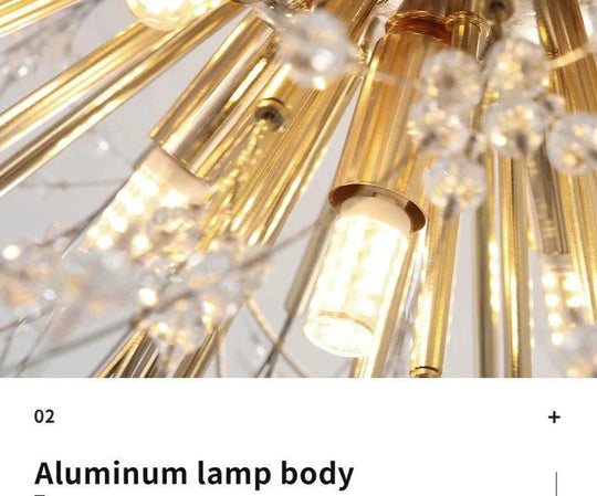 Bedroom Crystal Ceiling Lamp Dandelion Romantic Creative