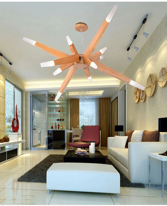 Nordic Led Chandelier Creative Restaurant Personalized Living Room Bedroom Hotel Decorative Wooden