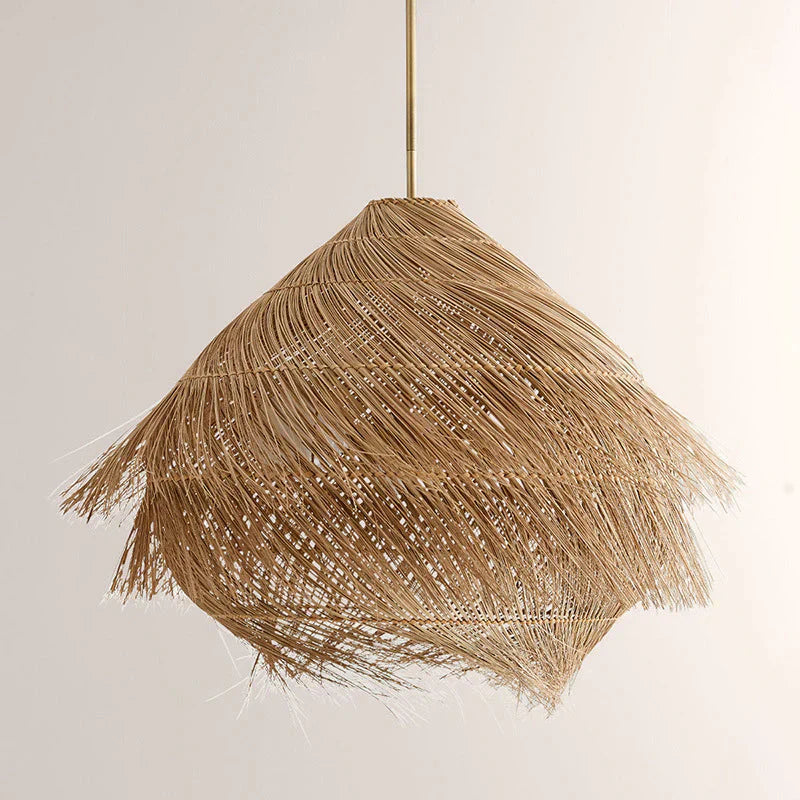Rattan Art Chandelier Living Room Retro Hand Woven Lamps Pendant