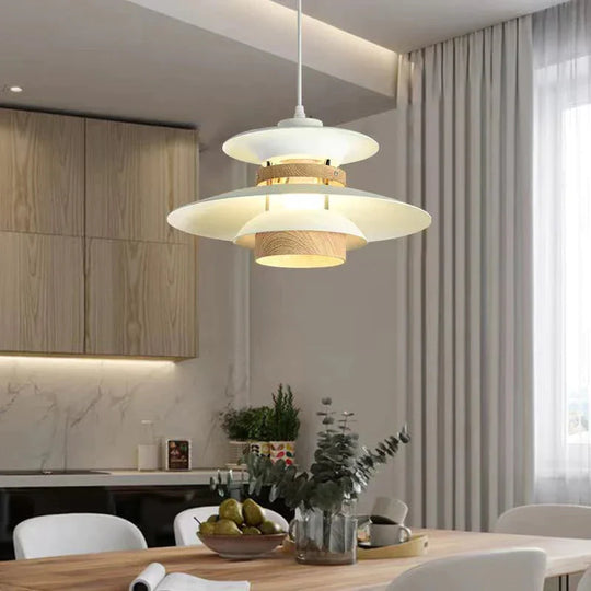Nordic Walnut Restaurant Chandelier Simple Creative Solid Wood Bedroom White / Tri - Color Light