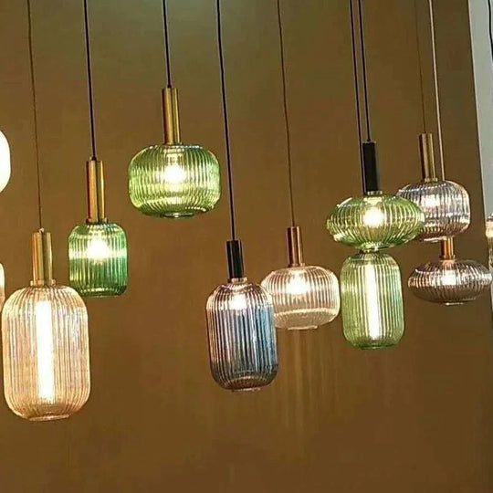 Nordic Creative Bar Restaurant Chandelier Simple Striped Lantern Single Online Celebrity Glass A /