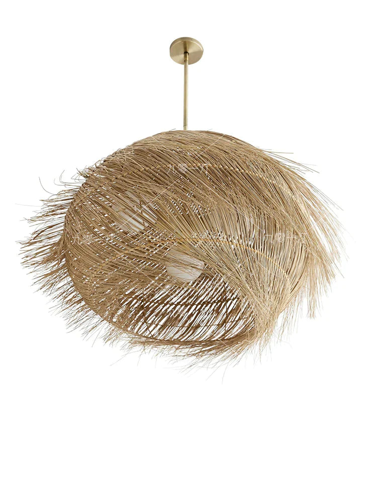 Rattan Art Chandelier Living Room Retro Hand Woven Lamps Pendant