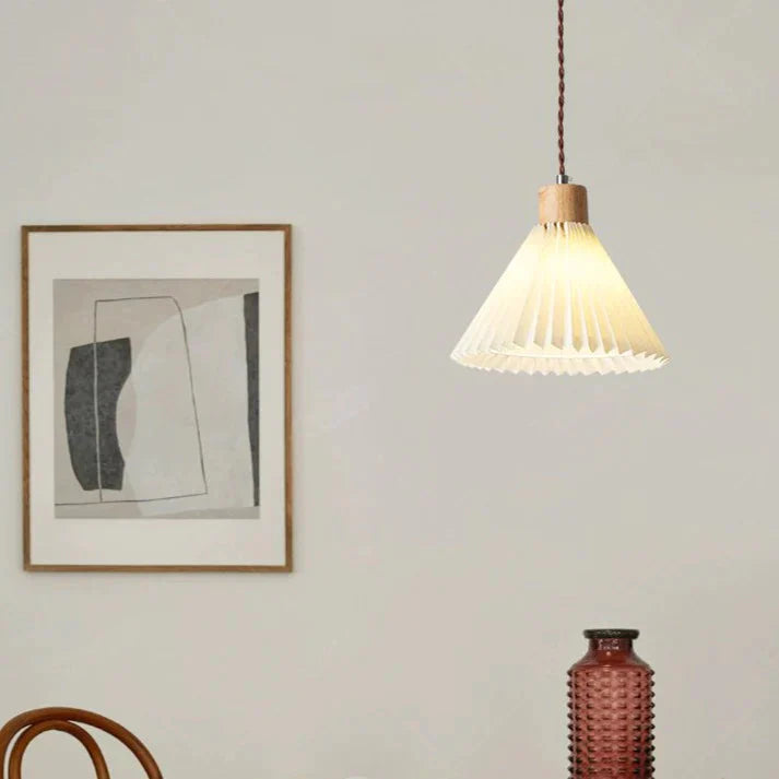 Nordic Pleated Bedside Chandelier Solid Wood Household Bedroom Dining Room B&B Minimalist Creative