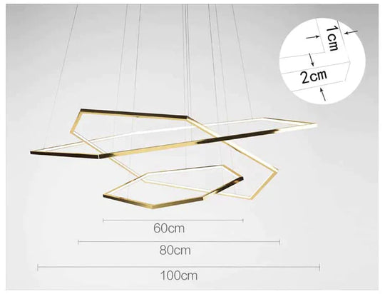 Led Chandelier Restaurant Living Room Creative Designer Model Stainless Steel Golod / Dia100Cm