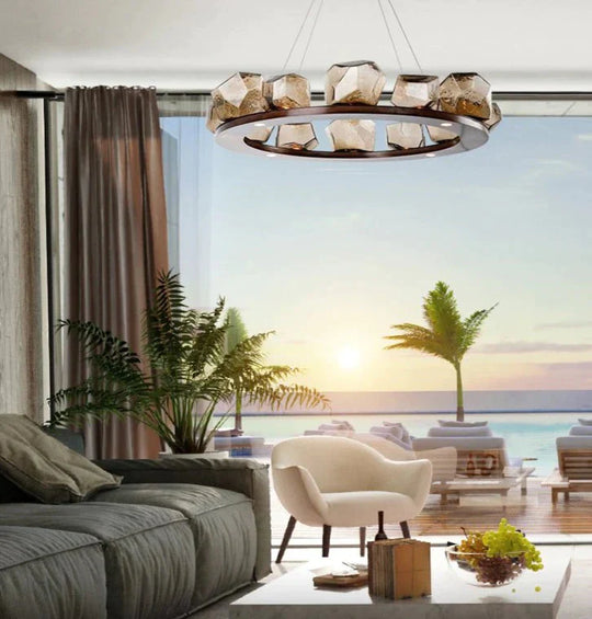 Nordic Creative Living Room Chandelier Modern Minimalist Shaped Glass Pendant