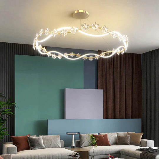 Chandelier Room Restaurant Creative Led Lighting Gold / Dia60Cm Tri - Color Light Pendant