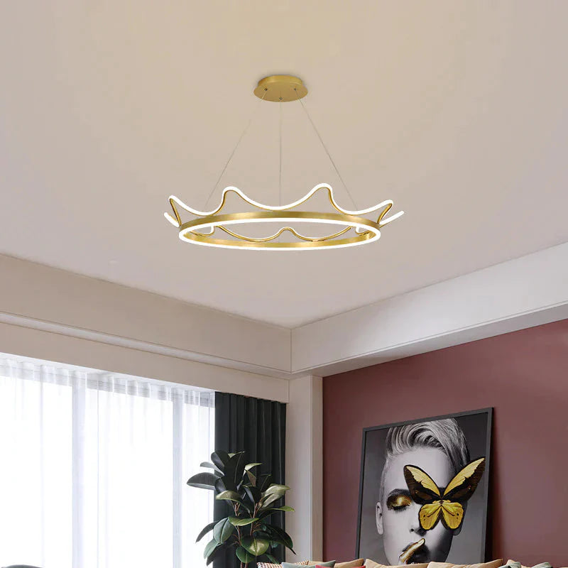 The Living Room Is Simple With Modern Crown Led Chandeliers Pendant
