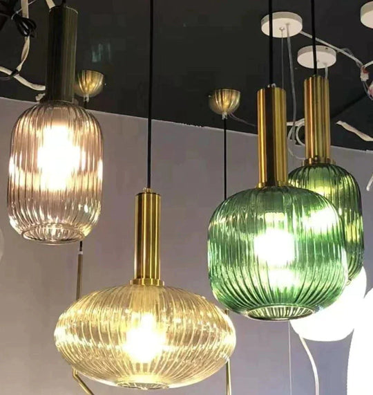 Nordic Creative Bar Restaurant Chandelier Simple Striped Lantern Single Online Celebrity Glass