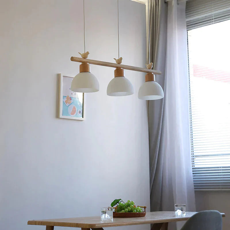 Dining Room Chandelier Three Solid Wood Table Bar Hanging Lamp Bedside Pendant