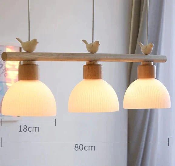 Dining Room Chandelier Three Solid Wood Table Bar Hanging Lamp Bedside Pendant