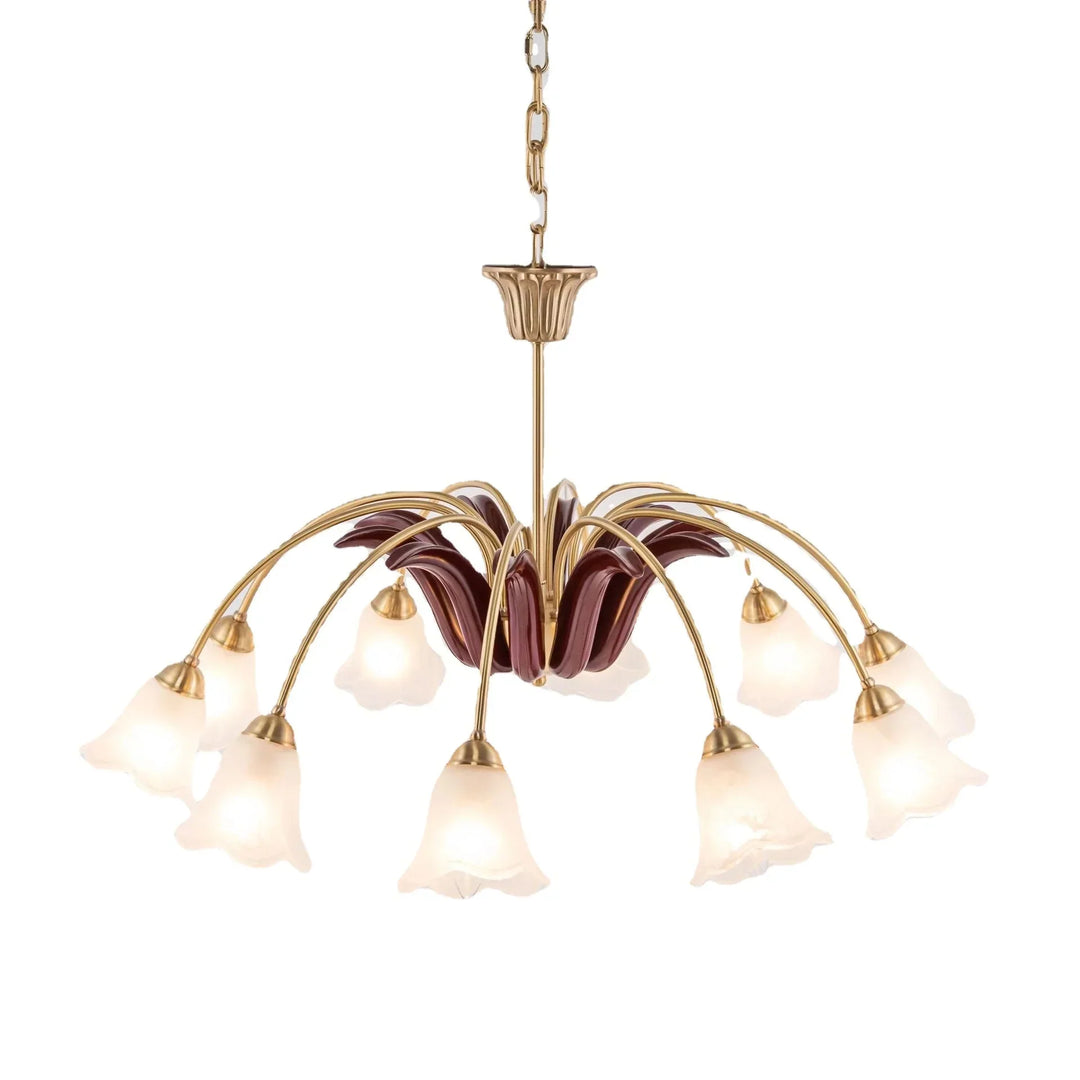 All Copper Pastoral Simple Modern Retro Living Room Bedroom Lamp Restaurant Flower Chandelier